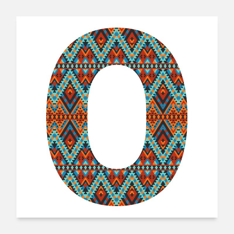 Letter O- boho design, Colorful monogram Poster 24" x 24" (60x60 cm)