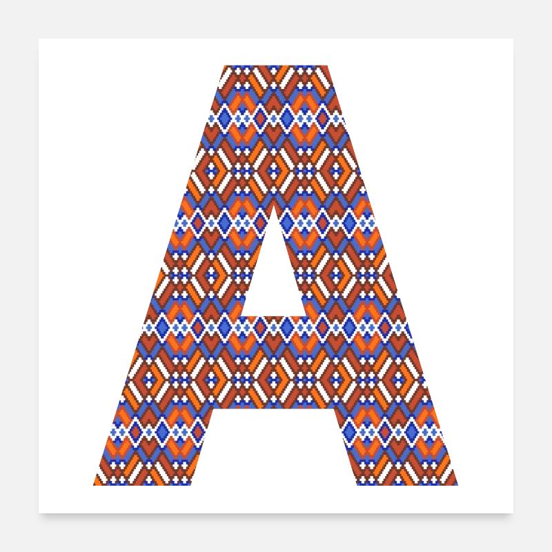 Monogramm Buchstabe A - geometrisches Muster Poster 60x60 cm
