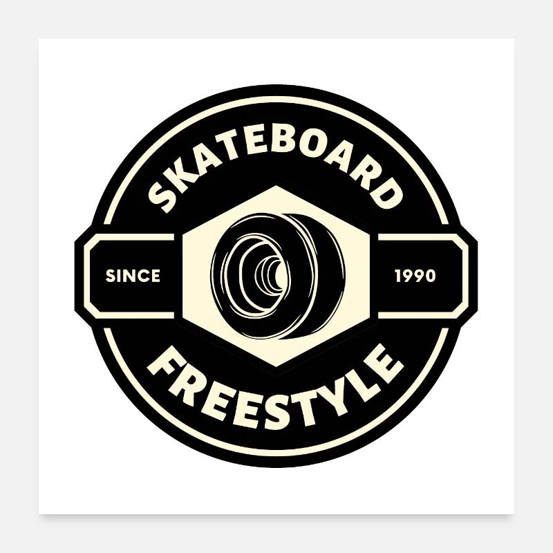 SKATEBOARD FREESTYLE X ROUE DE SKATE Poster 60 x 60 cm