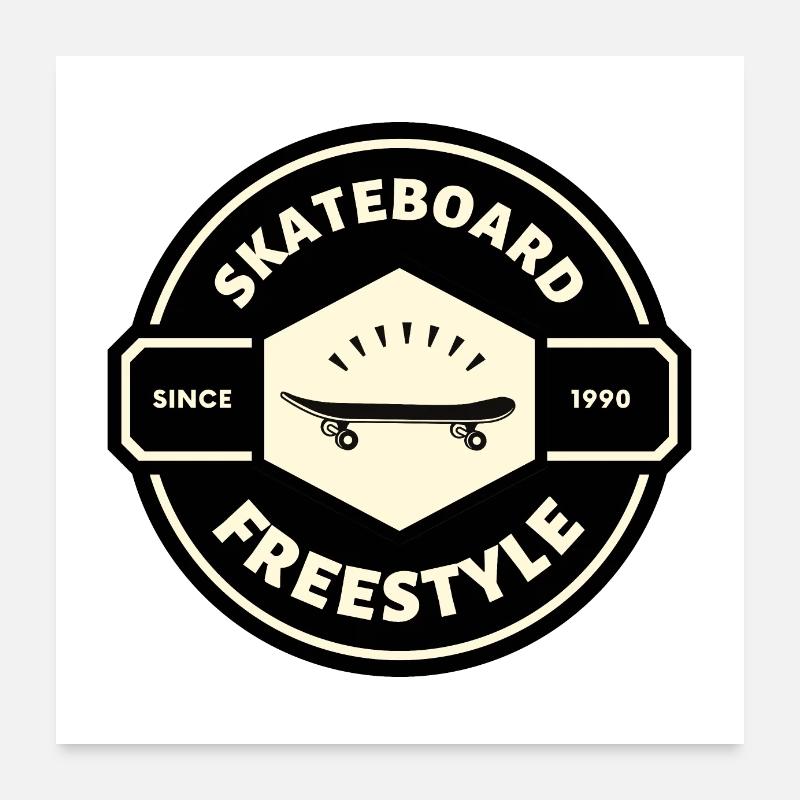 SKATE FREESTYLE X PLANCHE PROFIL - Poster 60 x 60 cm - blanc