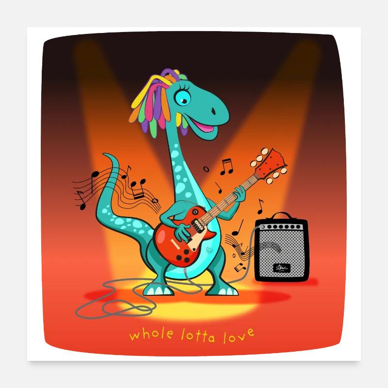 Dino Rasta Cool - Poster 60x60 cm - Weiß