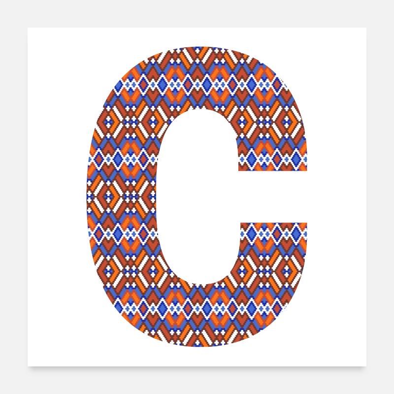 Monogramm Buchstabe C - geometrisches Muster Poster 60x60 cm