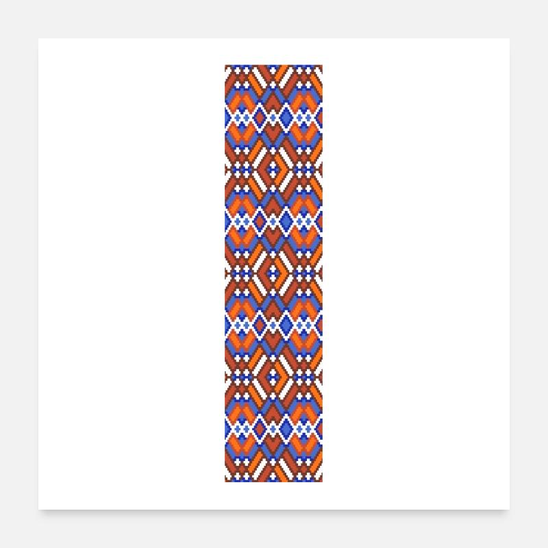 Monogramm Buchstabe I - geometrisches Muster Poster 60x60 cm