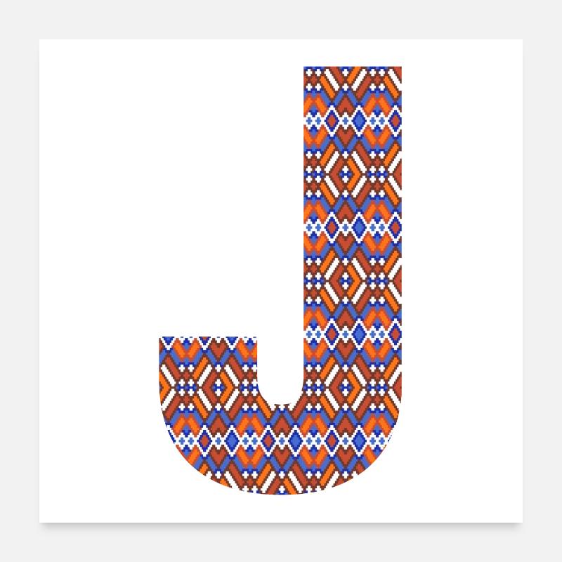 Monogram Letter J- geometric pattern Poster 24" x 24" (60x60 cm)