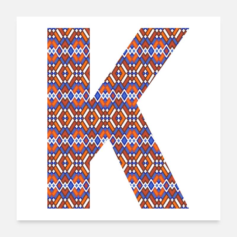 Monogram Letter K- geometric pattern Poster 24" x 24" (60x60 cm)