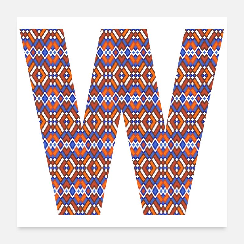 Monogram Letter W- geometric pattern Poster 24" x 24" (60x60 cm)