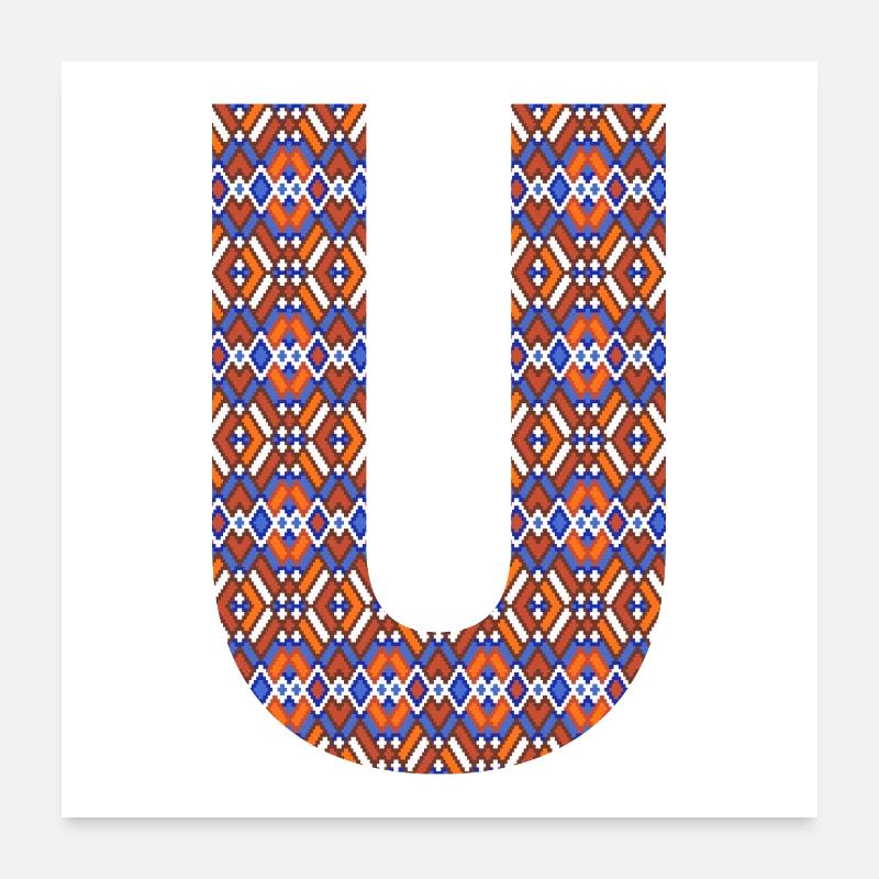 Monogram Letter U- geometric pattern Poster 24" x 24" (60x60 cm)