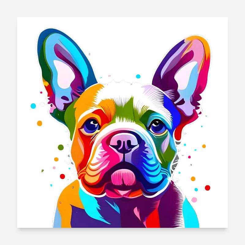 Portrait de bouledogue français Poster 60 x 60 cm