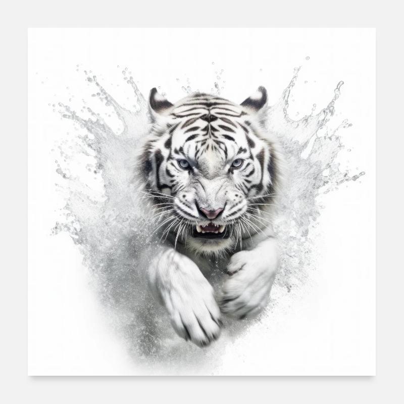 Tiger - Poster 60x60 cm - Weiß