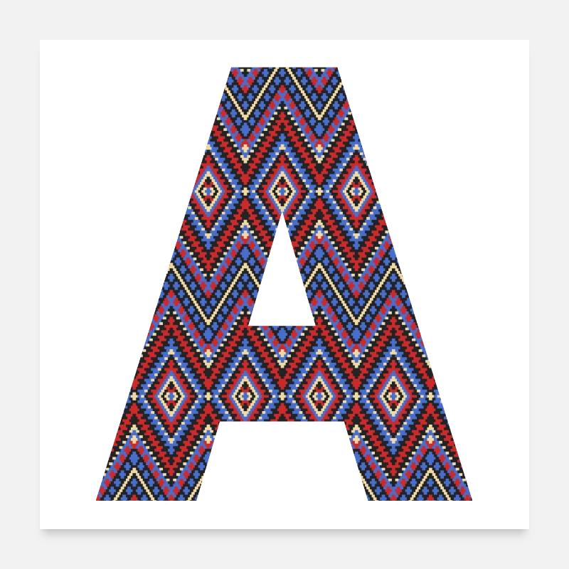 Monogramm Buchstabe A - boho buntes Design Poster 60x60 cm