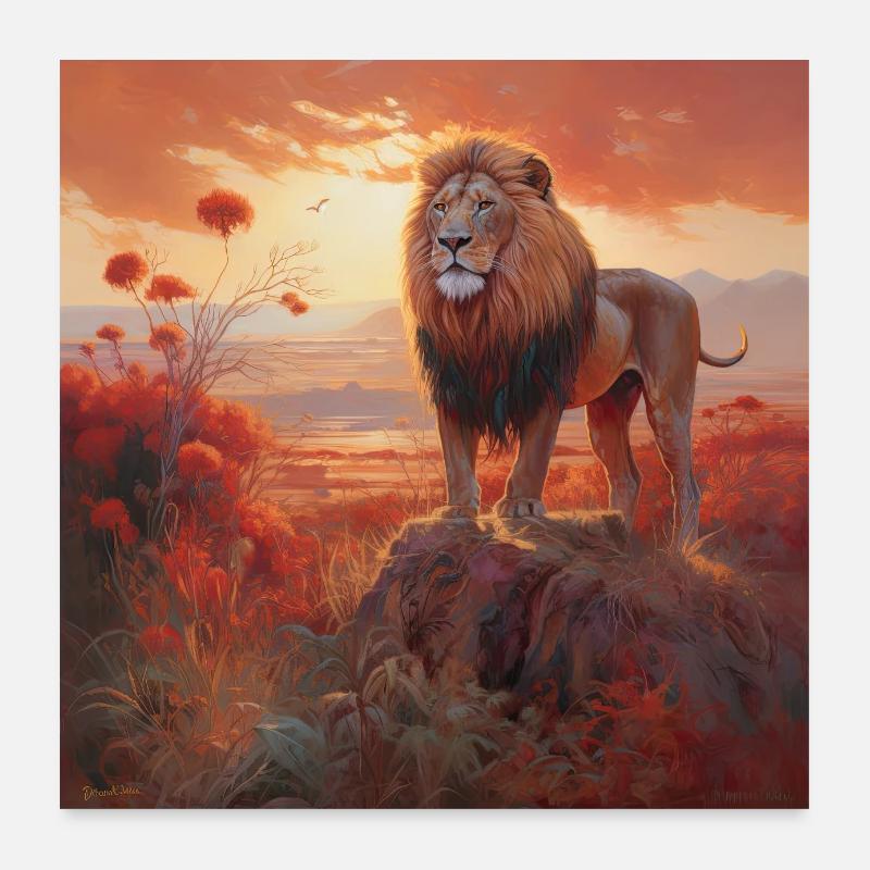 Majestueux Roi Lion Poster 60 x 60 cm