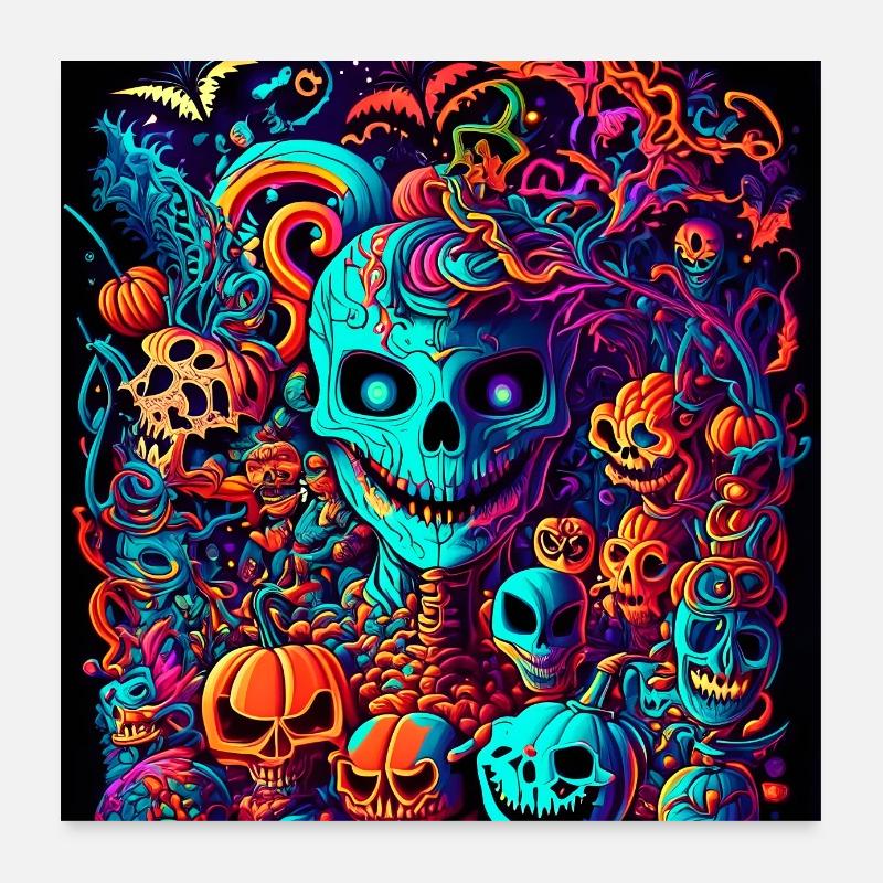 Psychedelisches Halloween-Muster Poster 60x60 cm