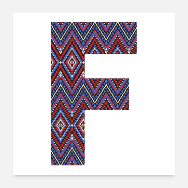 Monogram Letter F- geometric pattern Poster 24" x 24" (60x60 cm)