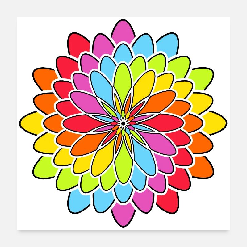 Regenbogen Blüte Poster 60x60 cm