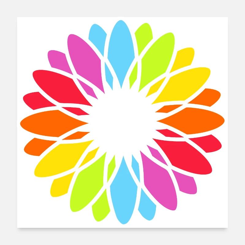 Rainbow Blossom Mandala Poster 24" x 24" (60x60 cm)