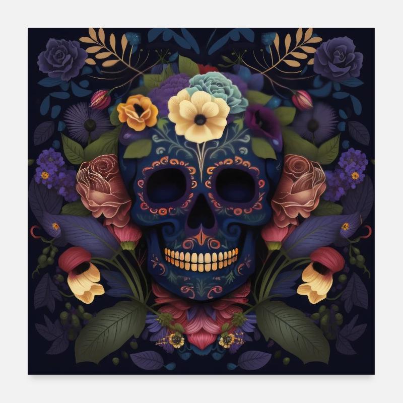 Floral skull poster Poster 24" x 24" (60x60 cm)