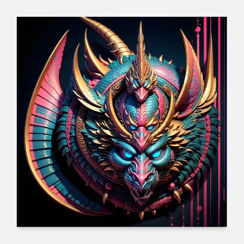 Fantastischer Kreaturenschild Poster 60x60 cm