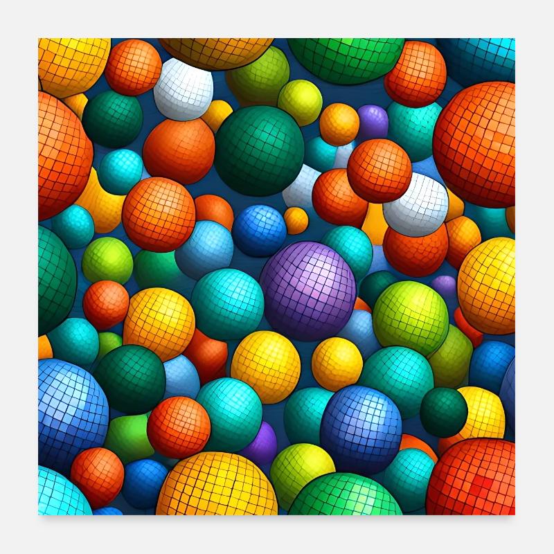 Regenbogen-Mosaik-Kugeln Poster 60x60 cm