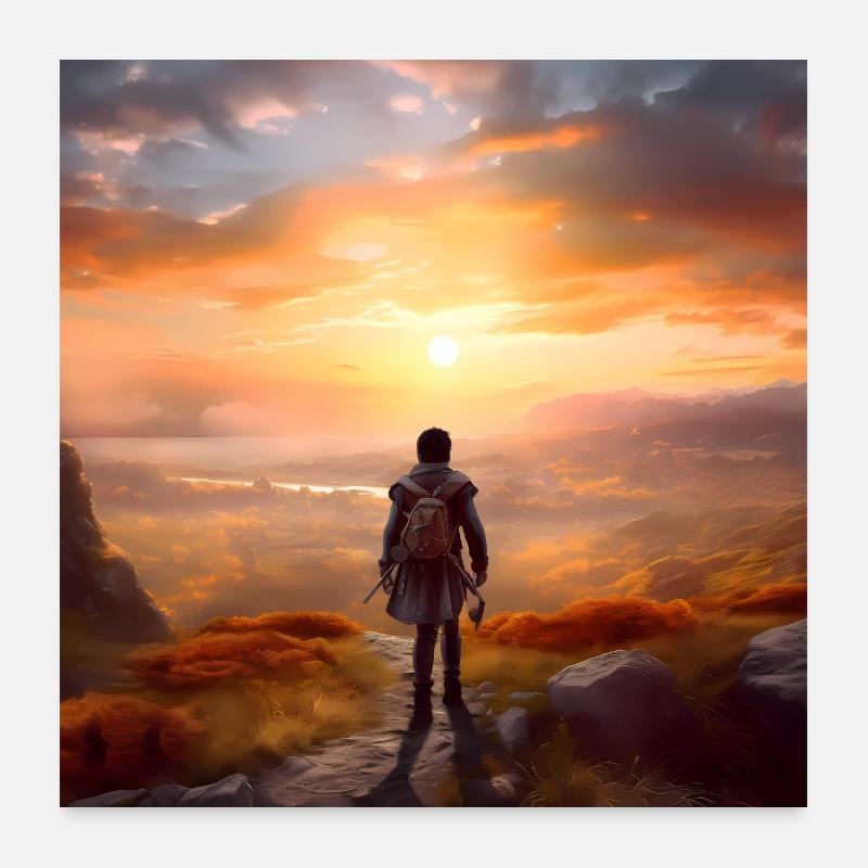 A boy on his way to his first adventure Poster 24" x 24" (60x60 cm)