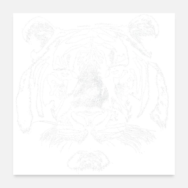 Tête de tigre Noir Blanc Poster 60 x 60 cm