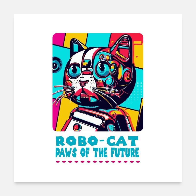 Robot Cat’s Futuristic Cat Print Poster 60 x 60 cm