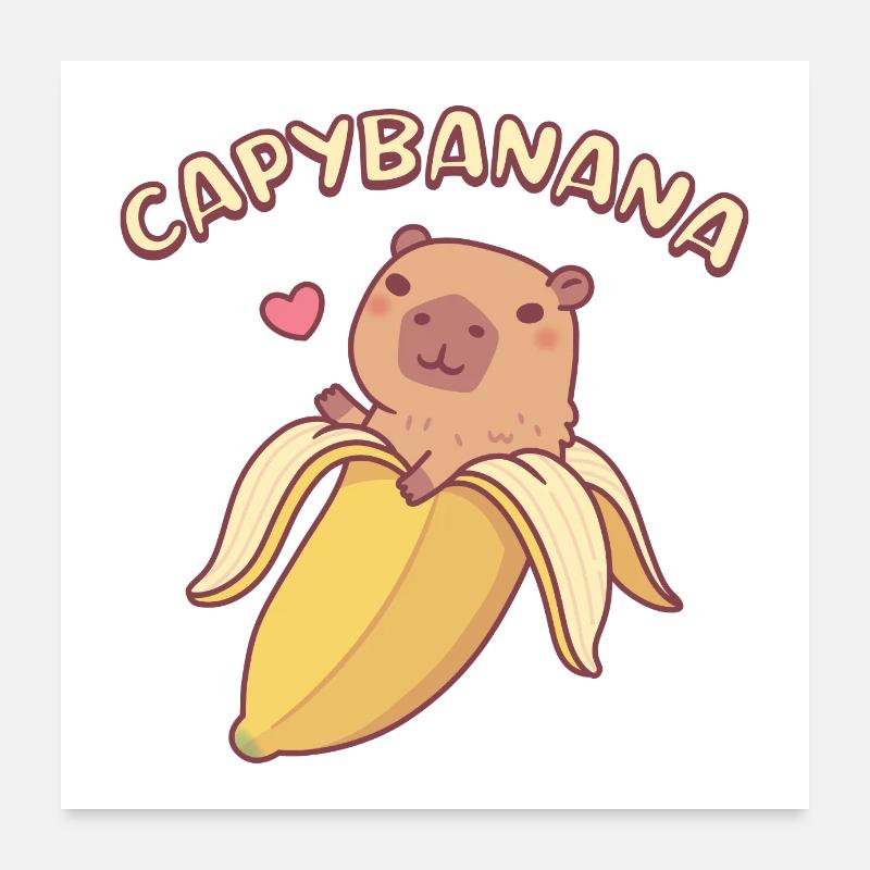 Capybara Dans Banane Jeu de mots Capybanana Poster 60 x 60 cm