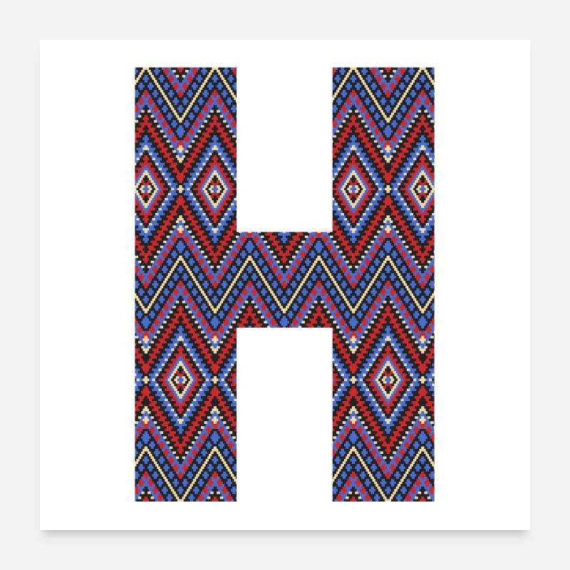Monogram Letter H- geometric pattern Poster 24" x 24" (60x60 cm)