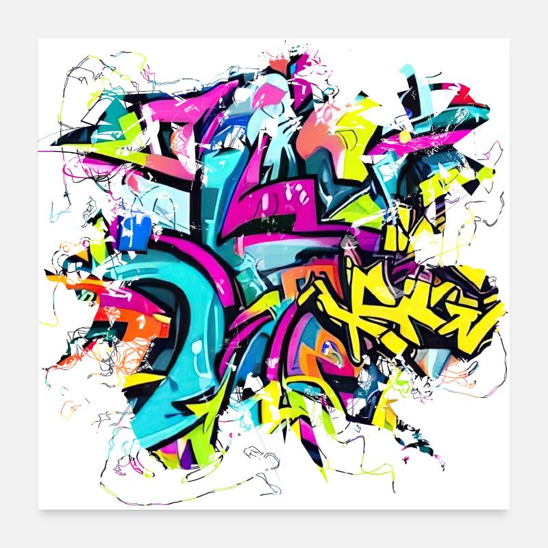 Graffiti style Splash hip hop couleurs peintre couleur Poster 60 x 60 cm