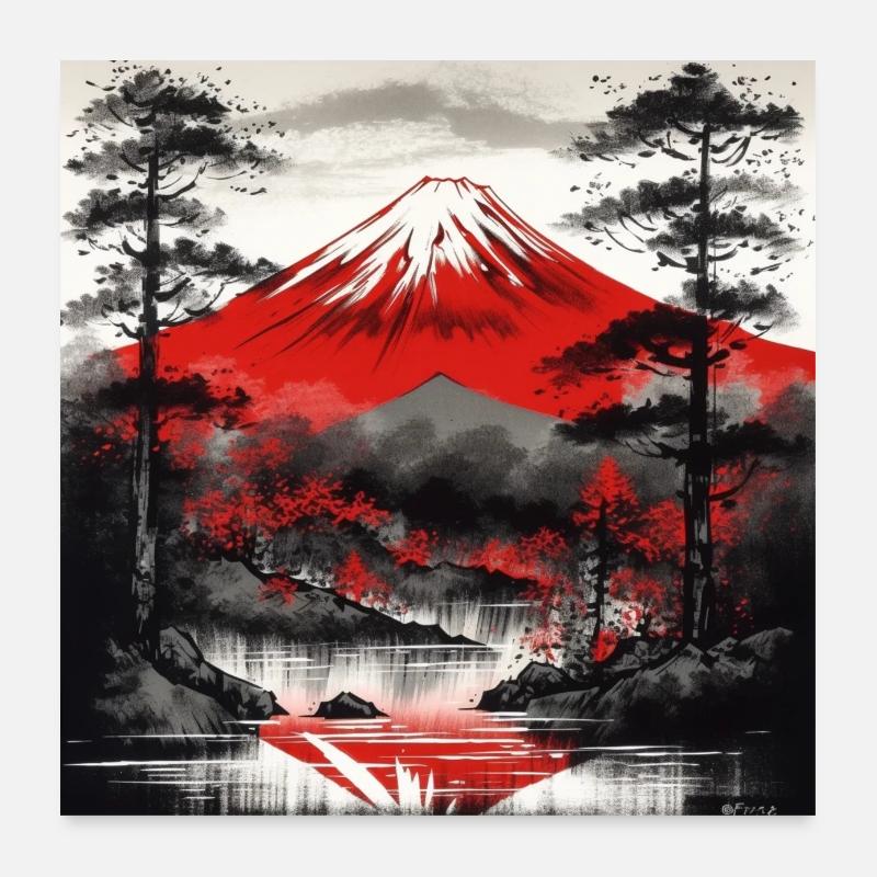Mount Fuji and its magic Poster 24" x 24" (60x60 cm)