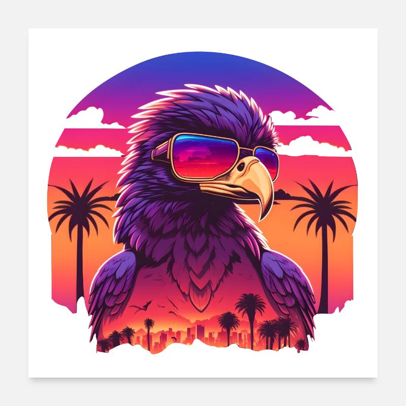 Synthwave eagle Poster 60 x 60 cm