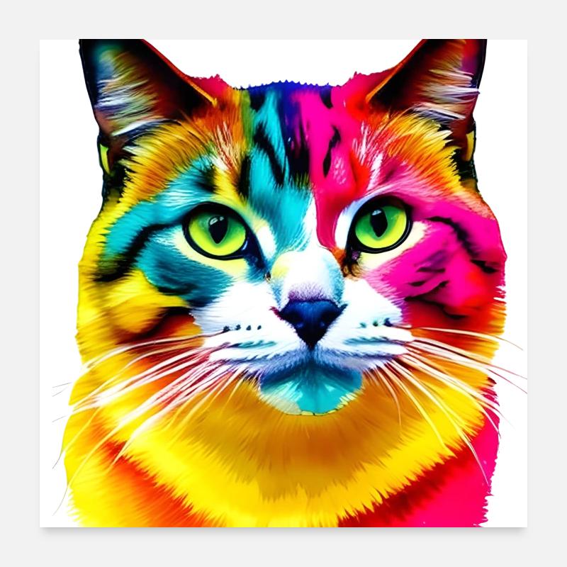 Portrait Colorful Cat Poster 24" x 24" (60x60 cm)