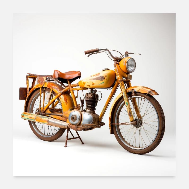 Rusty Yellow Moped Poster 24" x 24" (60x60 cm)