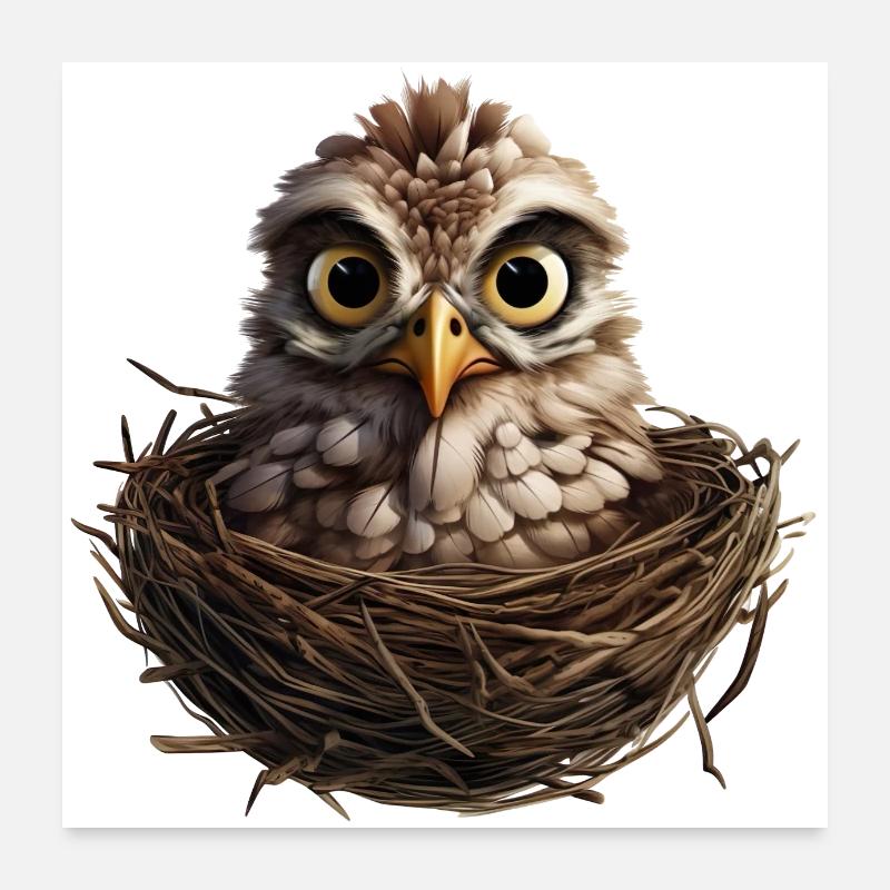 Le coucou dans le nid devenu trop petit Poster 60 x 60 cm