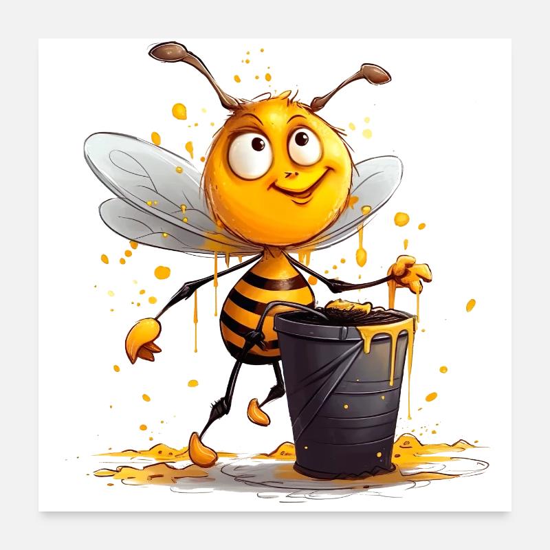 L’abeille a découvert le pot de miel sucré Poster 60 x 60 cm