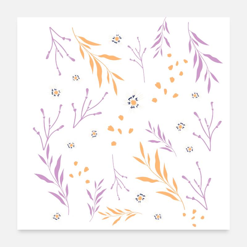 Motif floral fleuri Violet Poster 60 x 60 cm