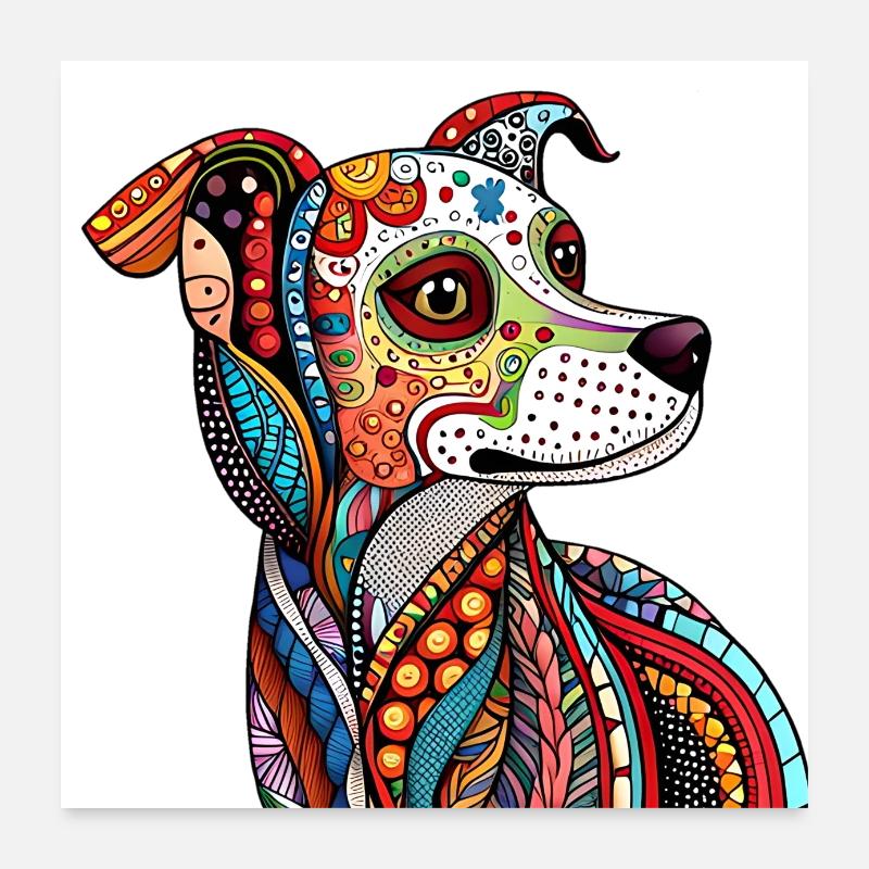 Zentangle-Hund Poster 60x60 cm