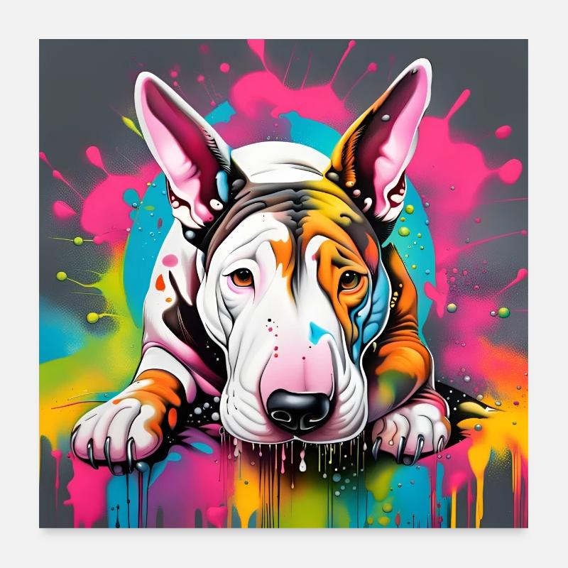 Englischer Bullterrier Splash Art Poster 60x60 cm