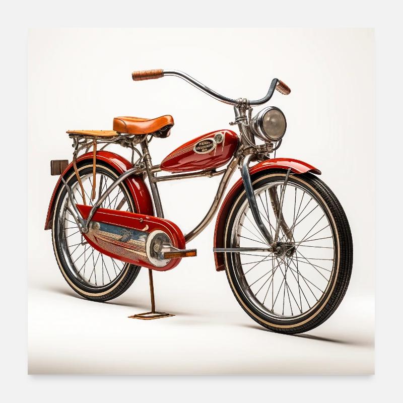 Vieux vélo rouge Poster 60 x 60 cm