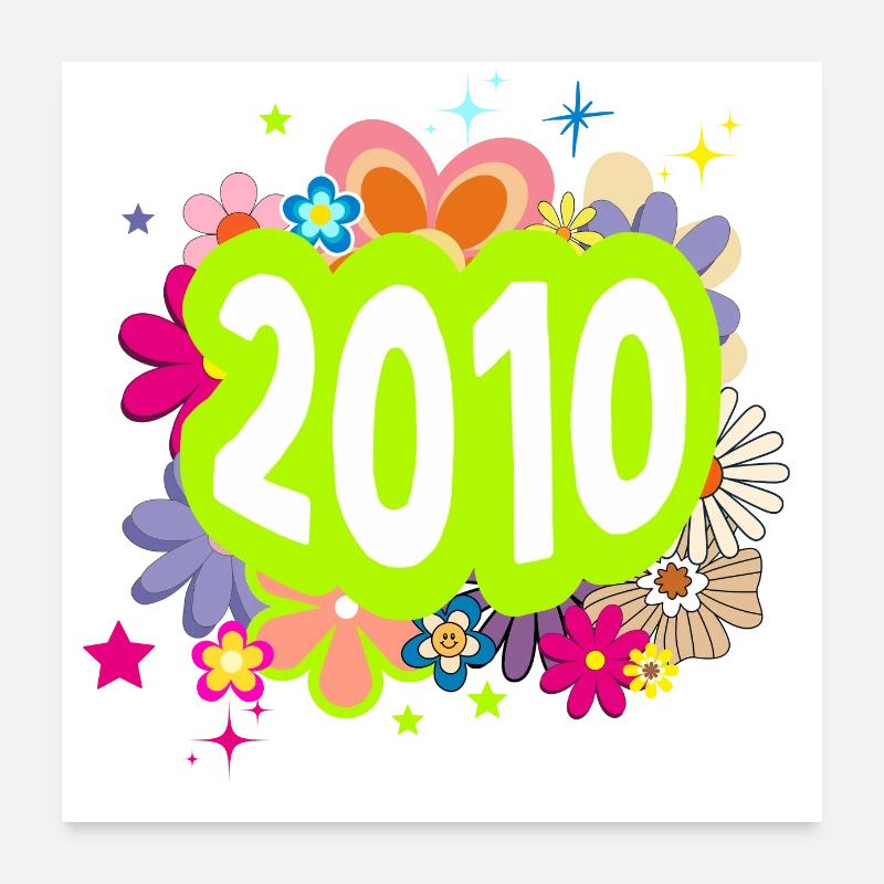 Year 2010 Anniversary Floral Groovy Poster 24" x 24" (60x60 cm)