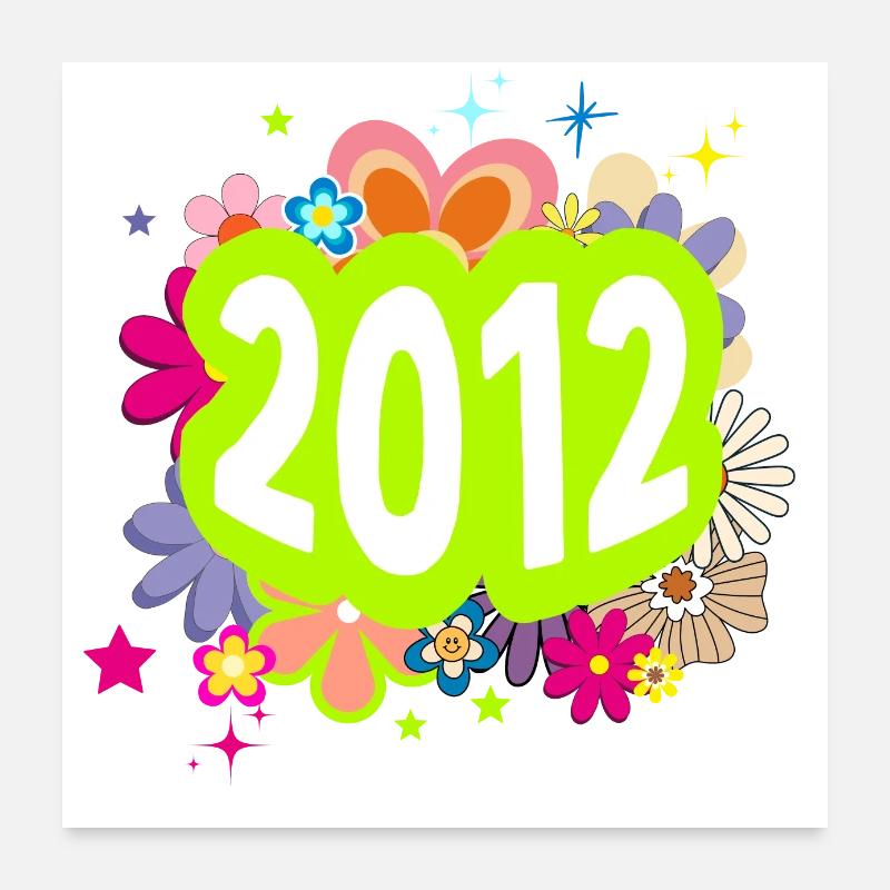 Année 2012 anniversaire Groovy floral Poster 60 x 60 cm