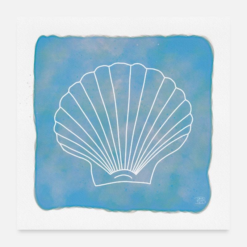 « Pétoncle », Boho Line Art Design, Coquillages Poster 60 x 60 cm