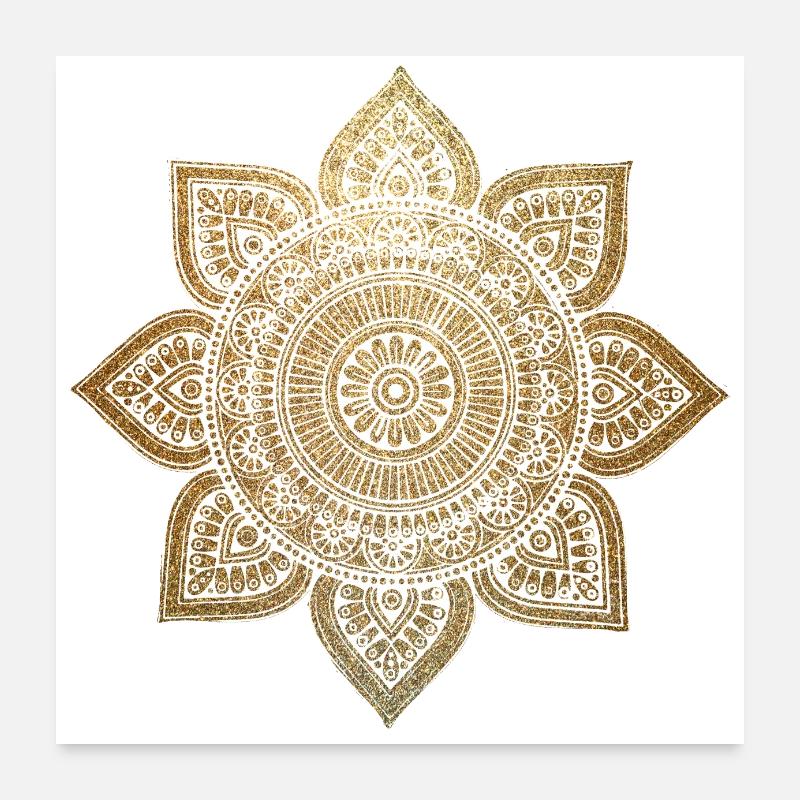 Mandala Gliter - Poster 60 x 60 cm - blanc