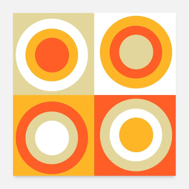 70er Jahre Muster Kreise Kringel Poster 60x60 cm