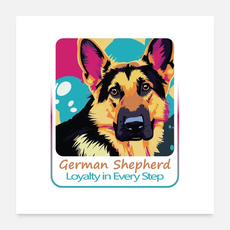 Treuer Deutscher Schäferhund Poster 60x60 cm