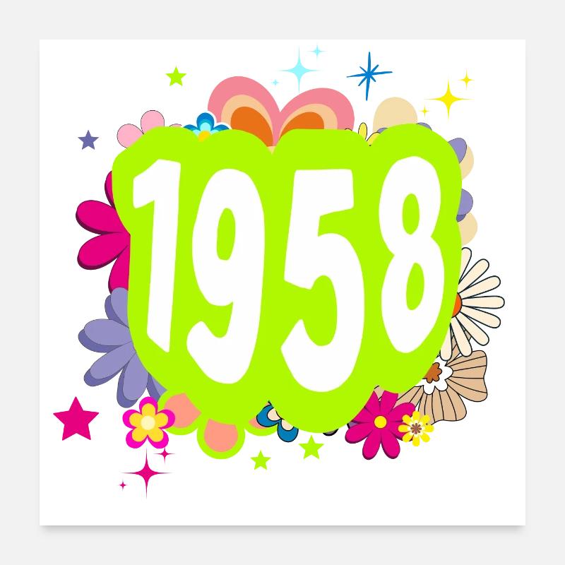 Year 1958 anniversary Floral Groovy Poster 24" x 24" (60x60 cm)