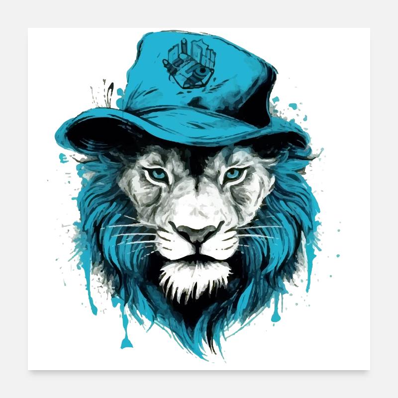 Iron le lion Bleu Poster 60 x 60 cm