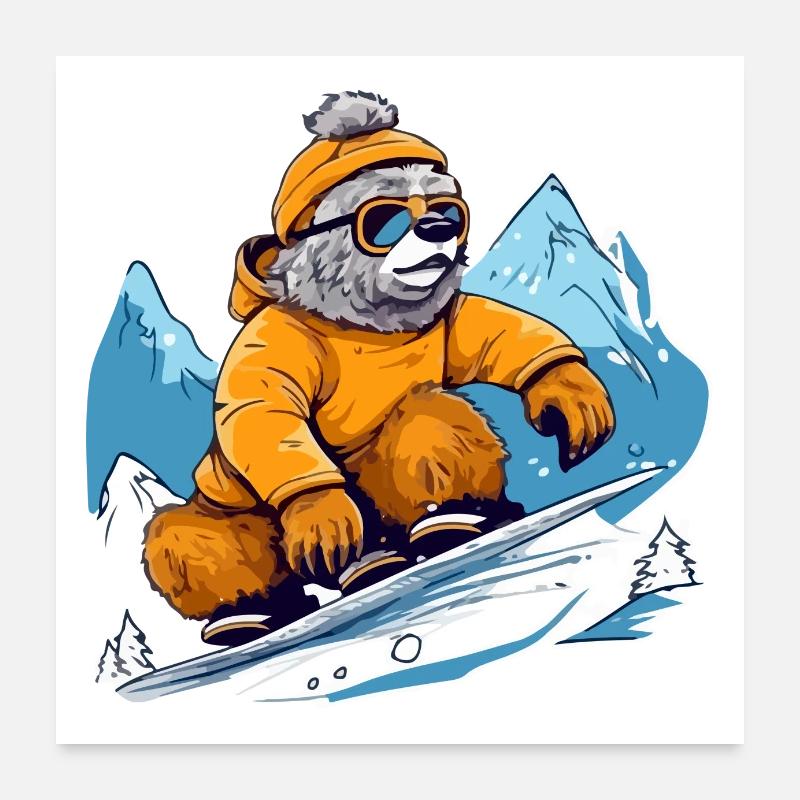 Kiki snowboarding Poster 24" x 24" (60x60 cm)