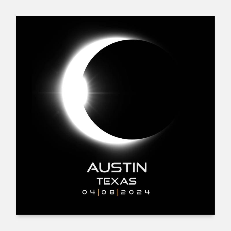 Austin Texas Eclipse 2024 Cooles Souvenir Erinnerungsstück Poster 60x60 cm