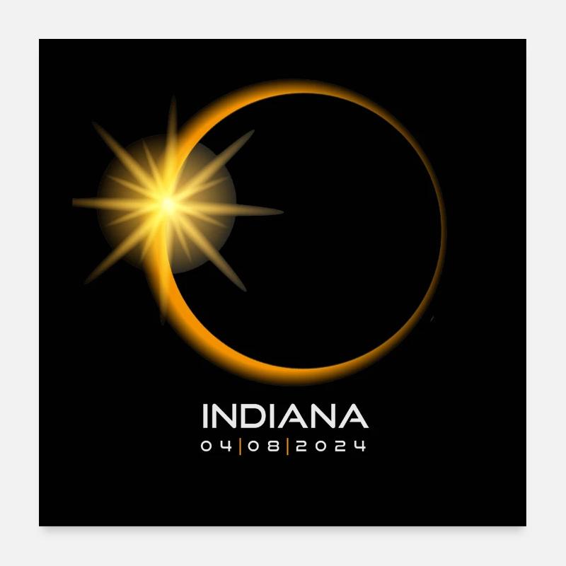 Indiana Eclipse 2024 Souvenir April 8 Cool Memento Poster 24" x 24" (60x60 cm)