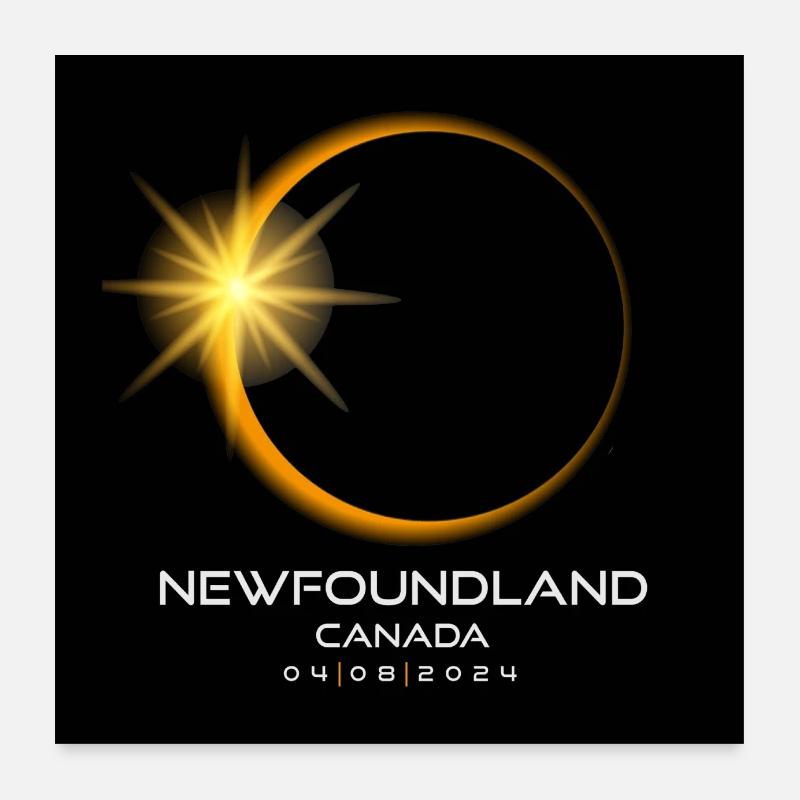 Newfoundland Canada Eclipse 2024 Souvenir April 8 Poster 24" x 24" (60x60 cm)